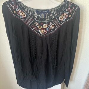 Black Embroidered Women's Top